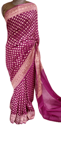 Magenta Pink Pure Khaddi Georgette Banarasi Saree FAPS05 - Ethnic's By Anvi Creations