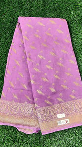 Mauve Pure Khaddi Georgette Banarasi Saree FAPS06 - Ethnic's By Anvi Creations