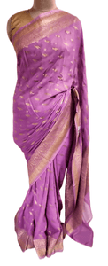 Mauve Pure Khaddi Georgette Banarasi Saree FAPS06 - Ethnic's By Anvi Creations
