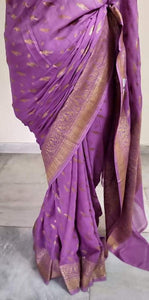 Mauve Pure Khaddi Georgette Banarasi Saree FAPS06 - Ethnic's By Anvi Creations