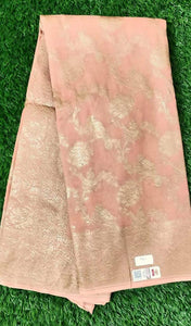 Light Peachy Brown Pure Khaddi Georgette Banarasi Saree FAPS07 - Ethnic's By Anvi Creations