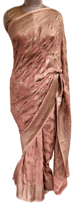 Light Peachy Brown Pure Khaddi Georgette Banarasi Saree FAPS07 - Ethnic's By Anvi Creations