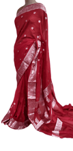 Load image into Gallery viewer, Red Semi Silk Weaven Banarasi Saree FASS01 - Ethnic&#39;s By Anvi Creations