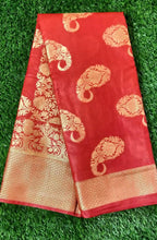 Load image into Gallery viewer, Red Semi Silk Weaven Banarasi Saree FASS02 - Ethnic&#39;s By Anvi Creations