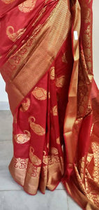 Red Semi Silk Weaven Banarasi Saree FASS02 - Ethnic's By Anvi Creations