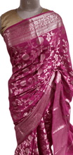 Charger l&#39;image dans la galerie, Magenta Pink Semi Pure Weaven Georgette Banarasi Saree FASSG01 - Ethnic&#39;s By Anvi Creations