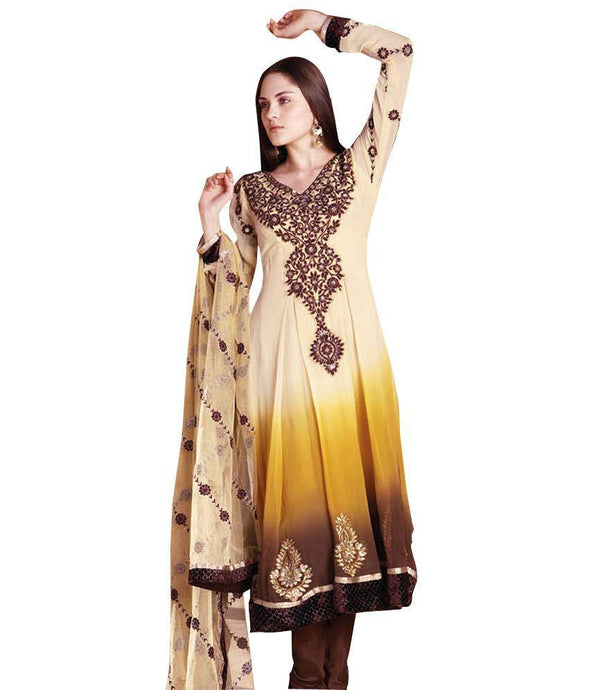 Yellow Embroidered Anarkali Churidar Dress Material SCA7193B-Anvi Creations-Salwar Kameez