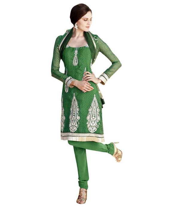 Green Embroidered Anarkali Churidar Dress Material SCA7198A-Anvi Creations-Salwar Kameez