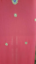 Load image into Gallery viewer, Jaipuri Kundan Hand Work Gazari Pink Georgette Kurti Kurta Fabric GP40-Anvi Creations-Jaipuri Kurti Fabric