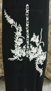 Jaipuri Pearl Hand Work Black Georgette Kurti Kurta Fabric GP50-Anvi Creations-Jaipuri Kurti Fabric
