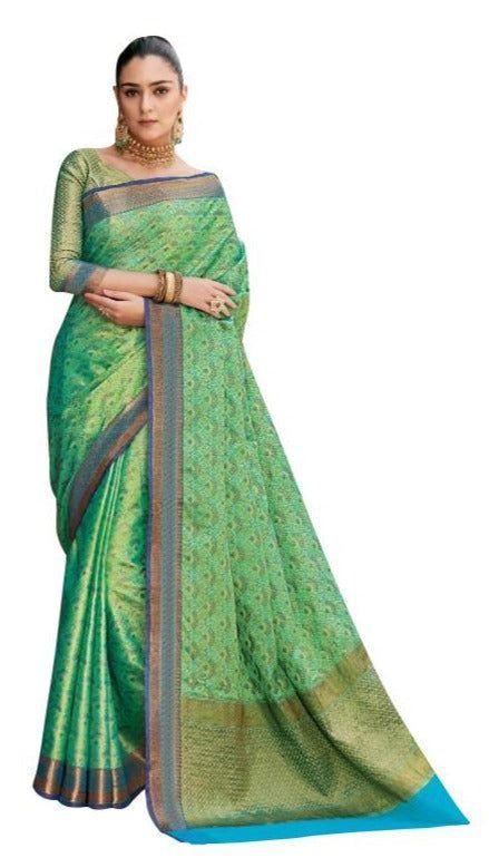 Designer Green Dupion Silk Weaven Saree GEM4021-Anvi Creations-Silk Saree