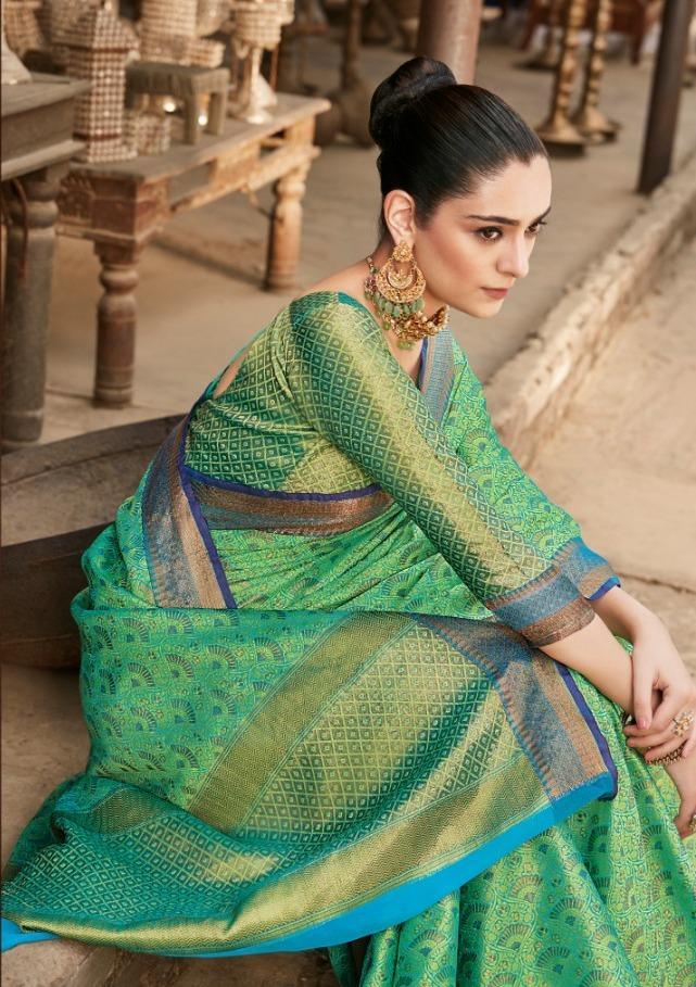Designer Green Dupion Silk Weaven Saree GEM4021-Anvi Creations-Silk Saree