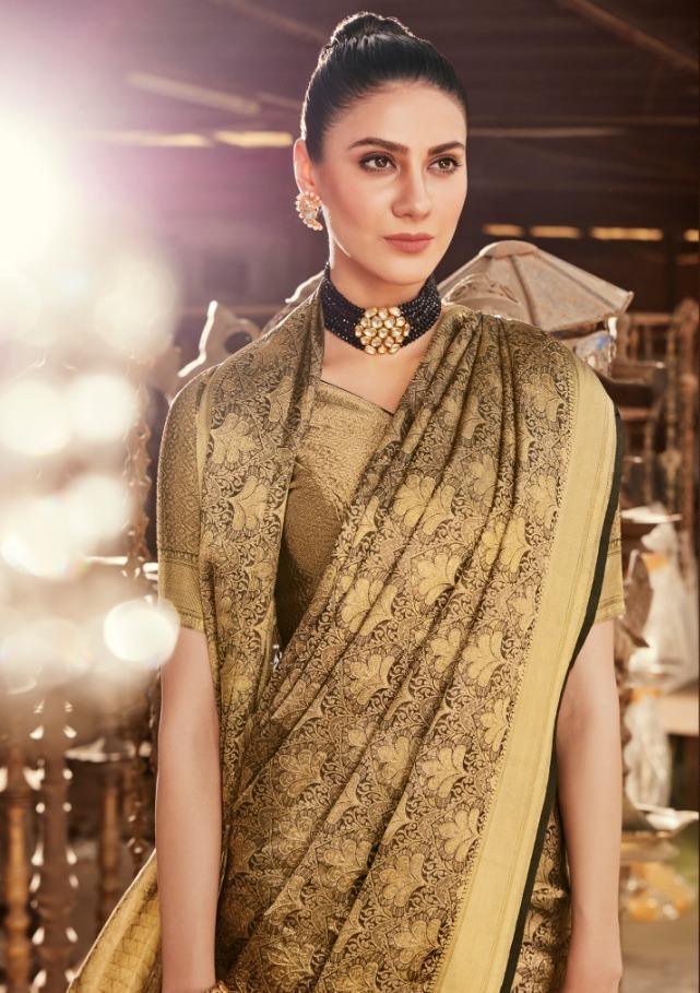 Designer Golden Dupion Silk Weaven Saree GEM4022-Anvi Creations-Silk Saree