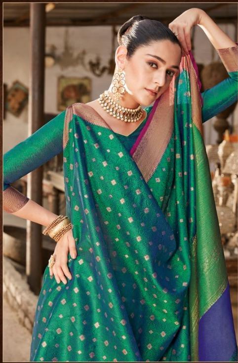 Designer Green Dupion Silk Weaven Saree GEM4029-Ethnic's By Anvi Creations-Silk Saree