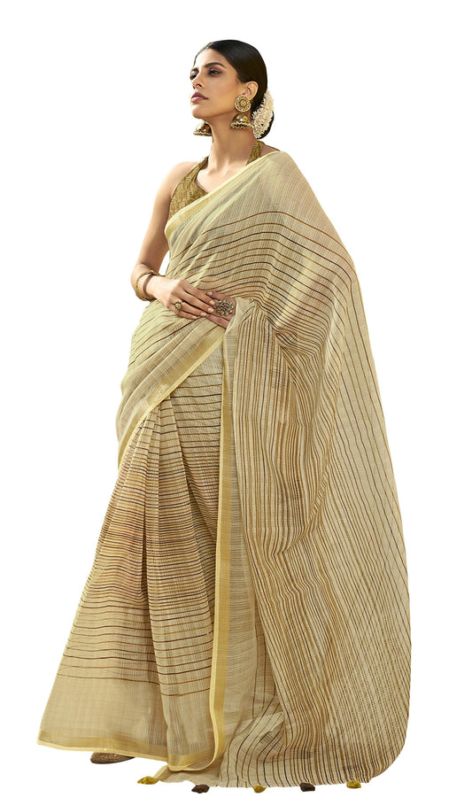 Designer Beige Cotton Printed Saree GB488-Anvi Creations-Handloom Saree