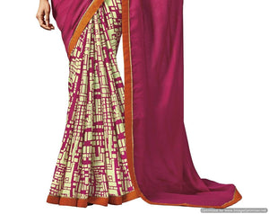 Pink Printed Cotton Silk Saree HW806-Anvi Creations-Handloom Saree