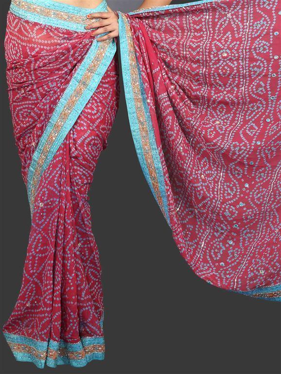 Saree Jaipuri Rajasthani Women Silk Bandhani Bandhej Gotapatti Work Indian  | eBay