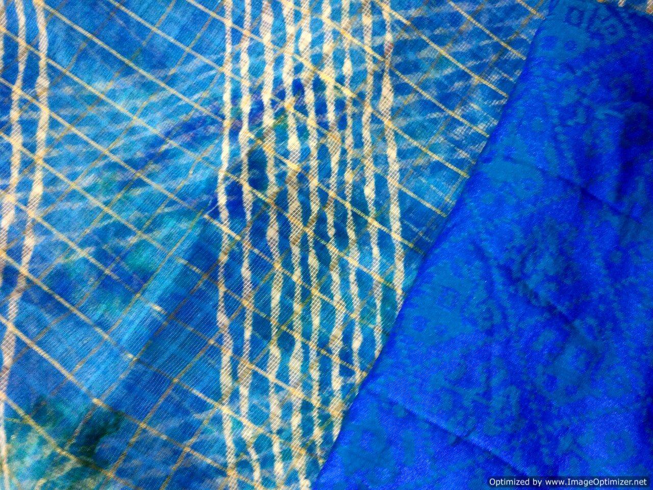 Designer Blue Zari Weaven Kota Shibori Saree KCS119-Ethnic's By Anvi Creations-Handloom Saree