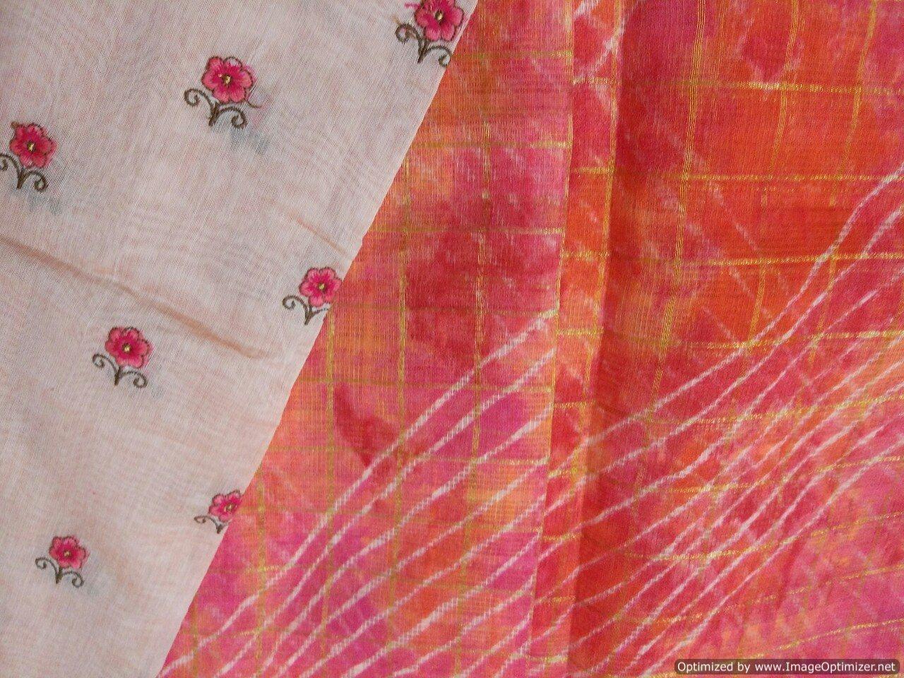 Designer Pink Zari Weaven Kota Shibori Saree KCS120-Ethnic's By Anvi Creations-Handloom Saree