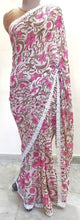 Load image into Gallery viewer, Lacer Printed White Pink Georgette Saree SC897-Anvi Creations-Crepe Printed Saree