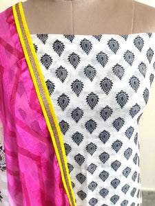 Designer Bhagalpuri printed Pink white Salwar kameez Material SC6386B-Anvi Creations-Salwar Kameez