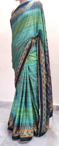 Green Silk Saree with Shawl AAS48 - Ethnic's By Anvi Creations