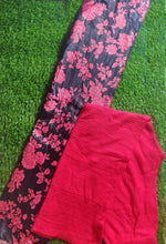 Load image into Gallery viewer, Black Printed Velvet Top Kurta Fabric with Knitted Palazzo V110 - Ethnic&#39;s By Anvi Creations