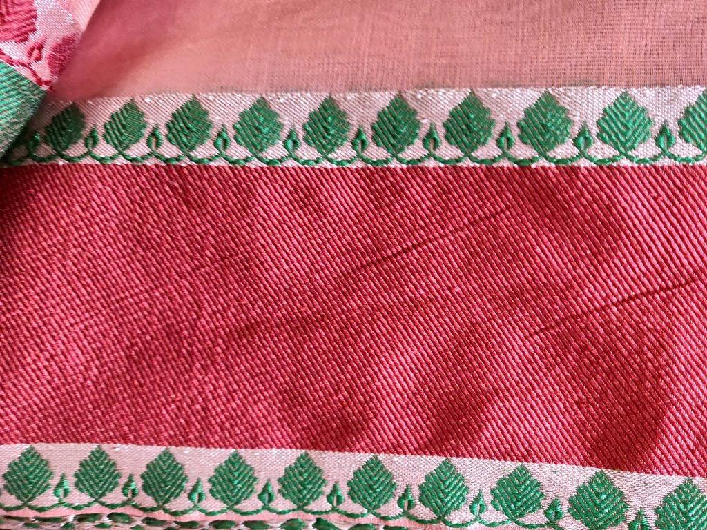 Peach Banarasi Kota Weaven Border Saree with Readymade Blouse - Ethnic's By Anvi Creations