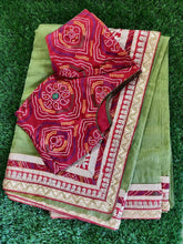 Load image into Gallery viewer, Green Gotta Patti work Kota Saree with Readymade Blouse - Ethnic&#39;s By Anvi Creations