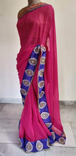 Charger l&#39;image dans la galerie, Pink Georgette Embroidered Saree with heavy work Blouse NAK4013 - Ethnic&#39;s By Anvi Creations