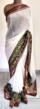 Load image into Gallery viewer, Off White Banarasi Border Georgette saree SC30007B-Anvi Creations-Designer Saree