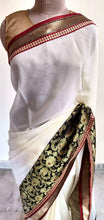 Load image into Gallery viewer, Off White Banarasi Border Georgette saree SC30007B-Anvi Creations-Designer Saree