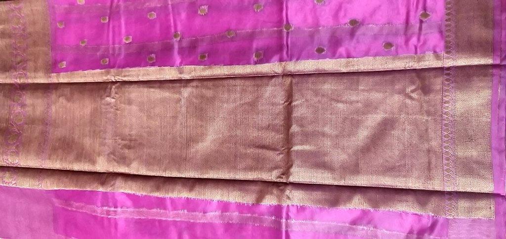 Purplish Pink Weaven Kora Banarasi Saree FAKB02 - Ethnic's By Anvi Creations