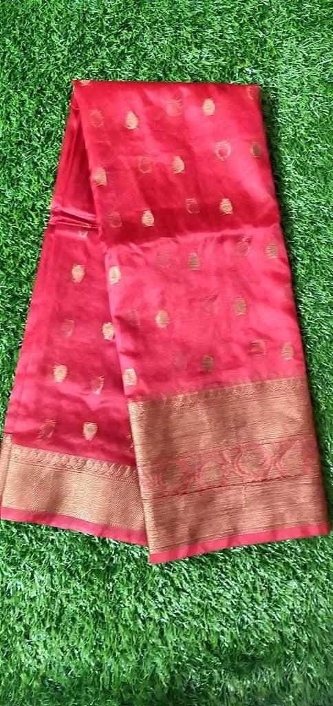 Red Weaven Kora Banarasi Saree FAKB01 - Ethnic's By Anvi Creations