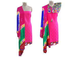 Exclusive Pink Cotton Dress Material With Kutchi Embroidered Ethnic Jacket JSD16-Anvi Creations-Salwar Kameez