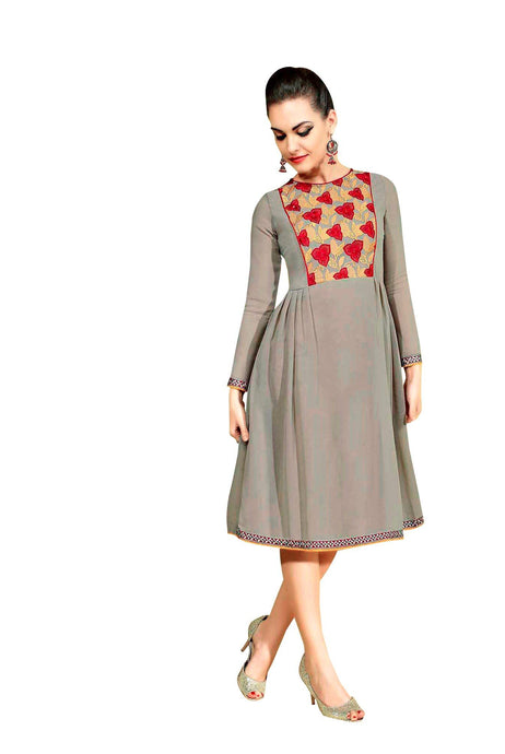 Designer Georgette Ash Kurti Tunic Top Kurta Size 44 SC300 - Ethnic's By Anvi Creations