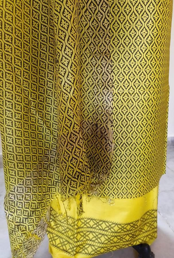 Exclusive Yellow Cotton Silk Screen Printed Unstitched Suit KCB01 - Ethnic's By Anvi Creations