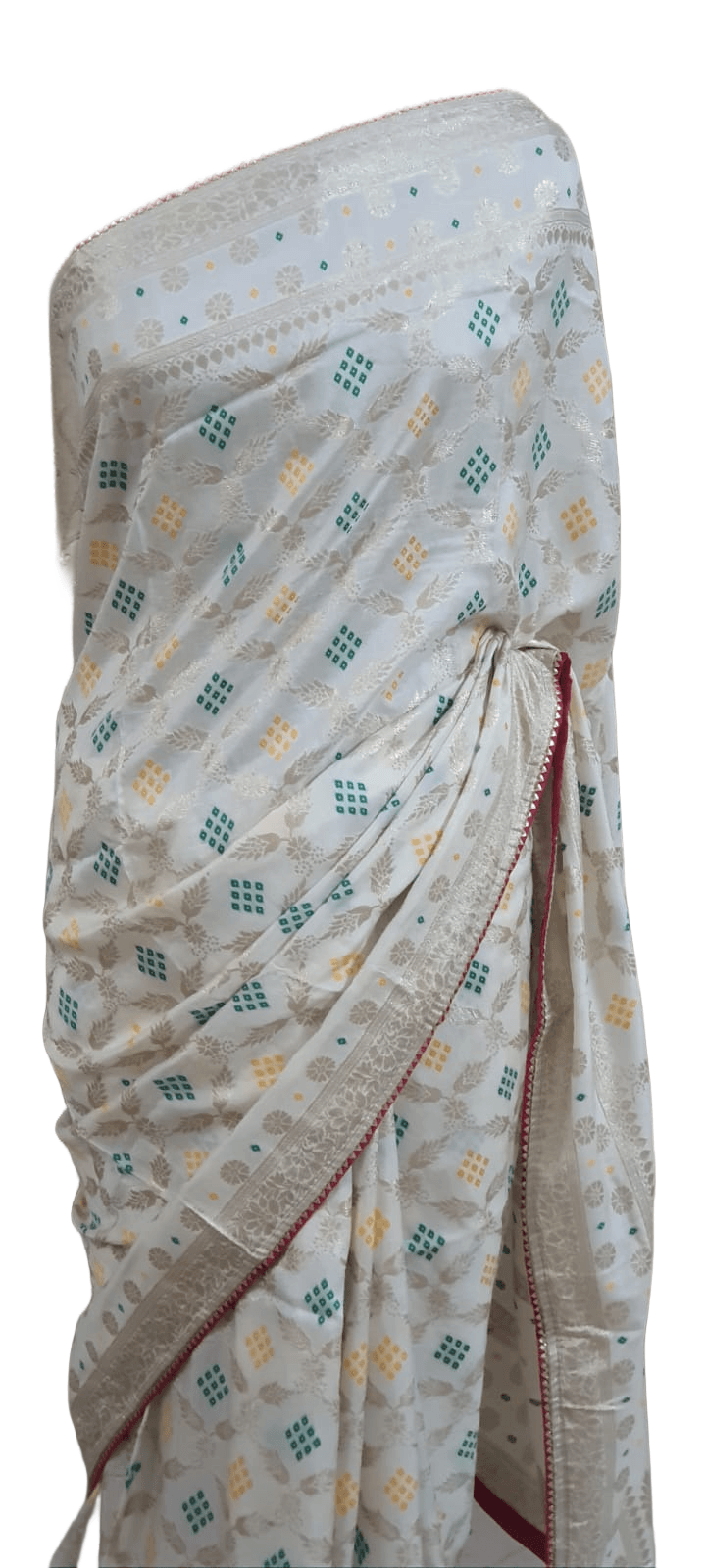 Off White Bandhej Bandhani Pure Georgette Weave Saree KCBG01 - Ethnic's By Anvi Creations