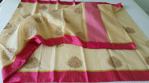 Designer Beige Kota Cotton Embroidered Saree KCS103-Ethnic's By Anvi Creations-Handloom Saree