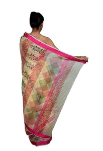 Designer Beige Block Printed Kota Cotton Saree KSC105-Ethnic's By Anvi Creations-Handloom Saree