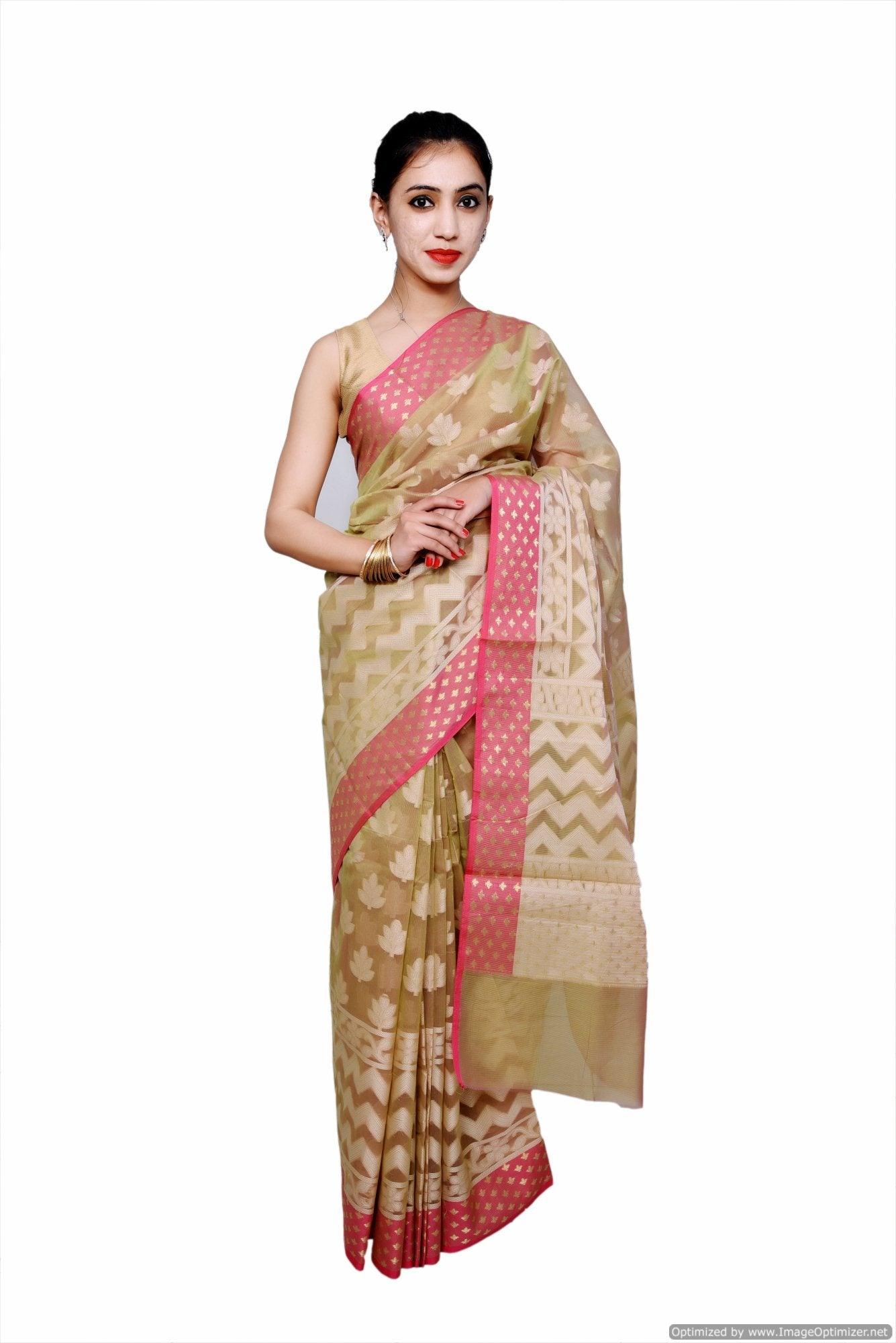 Designer Exclusive Deep Beige Pink Border Kota Weaven Saree KCS109-Ethnic's By Anvi Creations-Handloom Saree