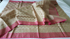 Designer Exclusive Deep Beige Pink Border Kota Weaven Saree KCS109-Ethnic's By Anvi Creations-Handloom Saree