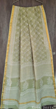 Load image into Gallery viewer, Light Green Block Printed Pure Kota Cotton Saree with Blouse fabric KCS123 - Ethnic&#39;s By Anvi Creations