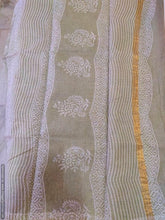 Load image into Gallery viewer, Light Green Block Printed Pure Kota Cotton Saree with Blouse fabric KCS123 - Ethnic&#39;s By Anvi Creations