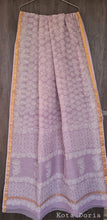 Load image into Gallery viewer, Light Purple Block Printed Pure Kota Cotton Saree with Blouse fabric KCS130 - Ethnic&#39;s By Anvi Creations