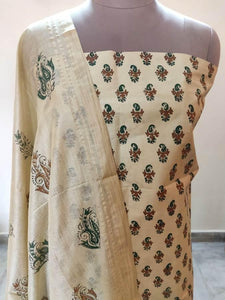 Exclusive Katan Cotton Silk Screen Printed Unstitched Suit KCSS03 - Ethnic's By Anvi Creations