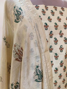 Exclusive Katan Cotton Silk Screen Printed Unstitched Suit KCSS03 - Ethnic's By Anvi Creations