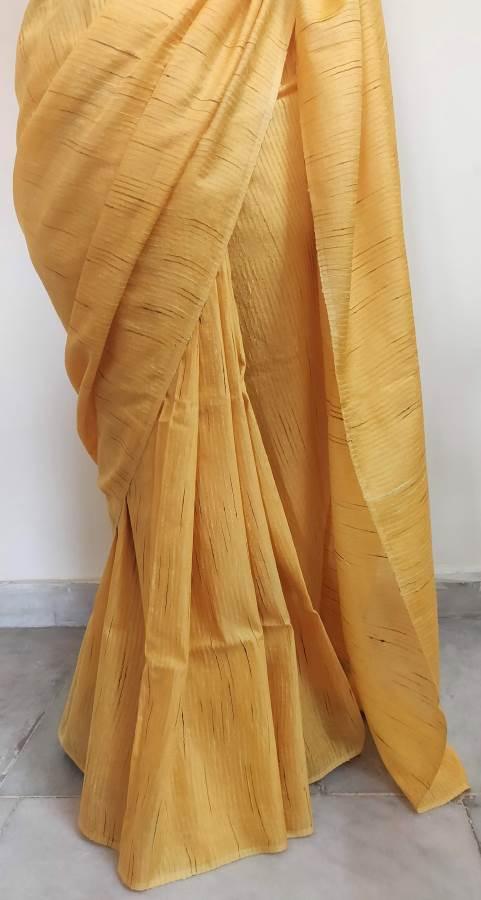 Exclusive Yellow Katan Ghicha Saree with Pure Ikkat Silk Blouse KG01 - Ethnic's By Anvi Creations