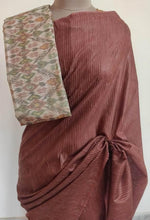 Load image into Gallery viewer, Exclusive Rust Brown Ghicha Saree with Pure Ikkat Silk Blouse KG03 - Ethnic&#39;s By Anvi Creations