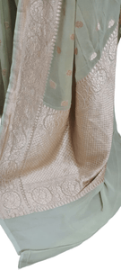 Exclusive Lime Green Pure Khaddi Georgette Banarasi Saree - Ethnic's By Anvi Creations